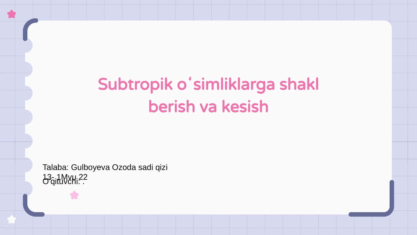 Subtropik oʻsimliklarga shakl berish va kesish