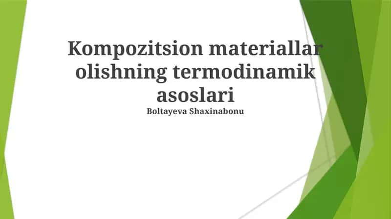 Kompozitsion materiallar olishning termodinamik asoslari