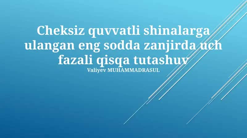 Uch fazali qisqa tutashuvning matematik modeli