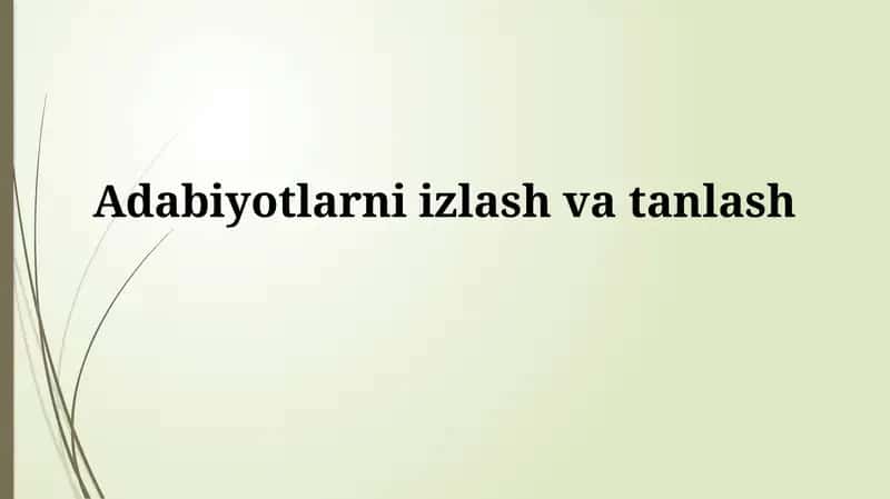 Adabiyotlarni izlashvatanlash
