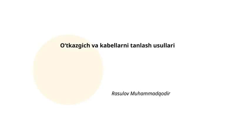 Elektr o'tkazgichlar