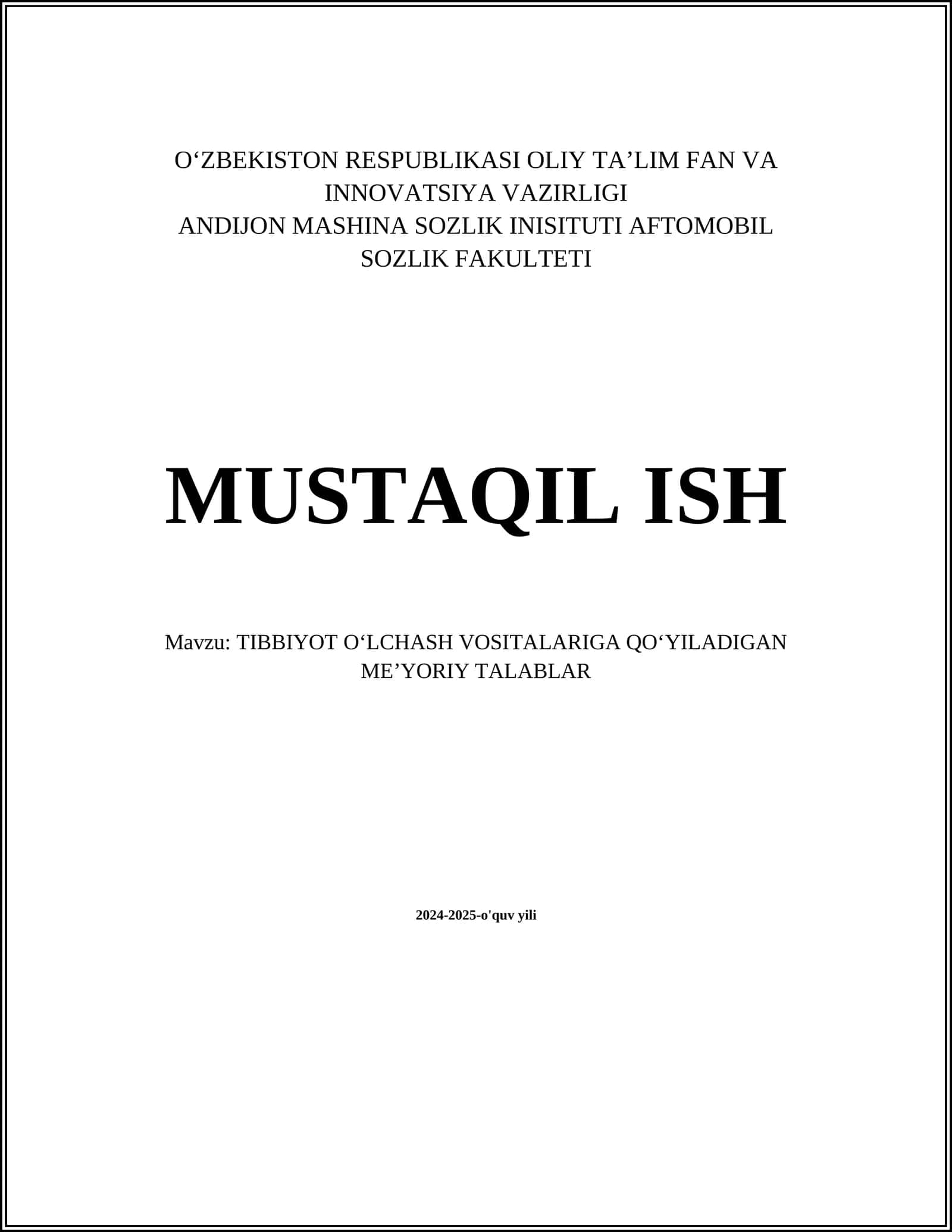Tibbiyot o‘lchash vositalarining sertifikatlash talablari