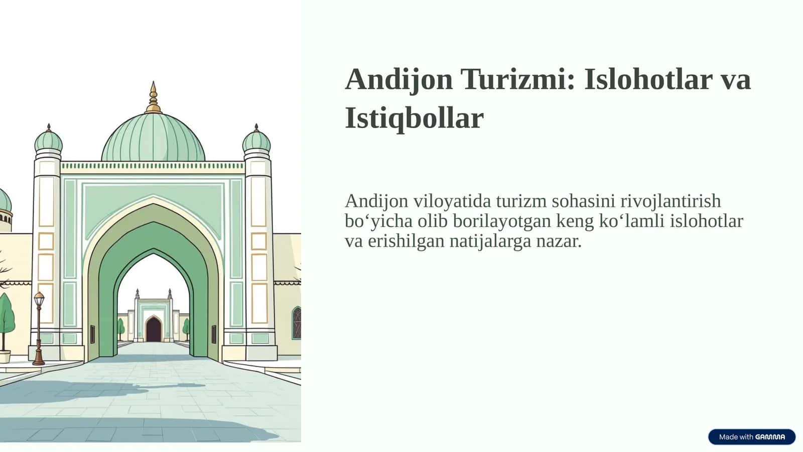 Andijon Turizmi Islohotlar va Istiqbollar