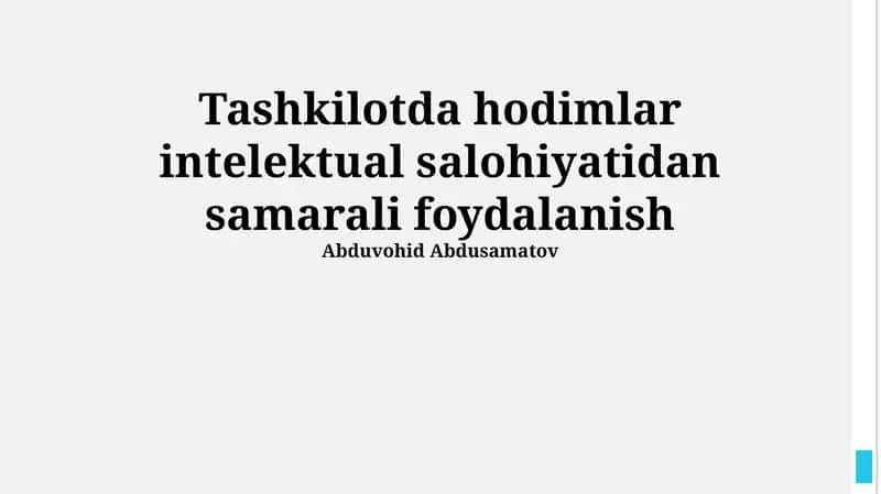 Ish Muhitiga Qulay Sharoit Yaratib Berish