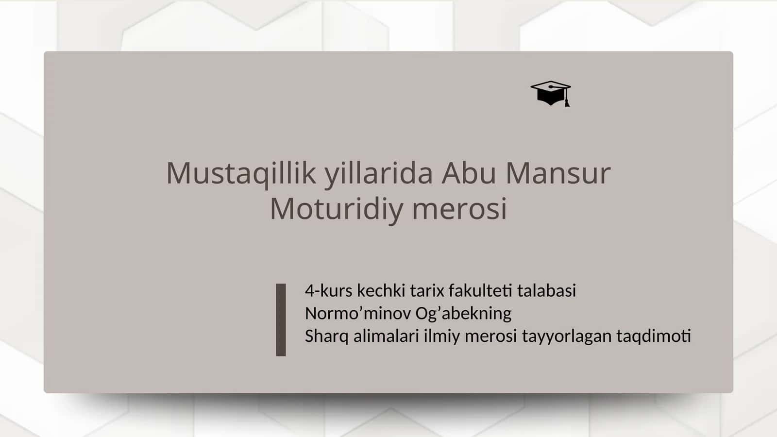 Mustaqillik yillarida Abu Mansur Moturidiy merosi