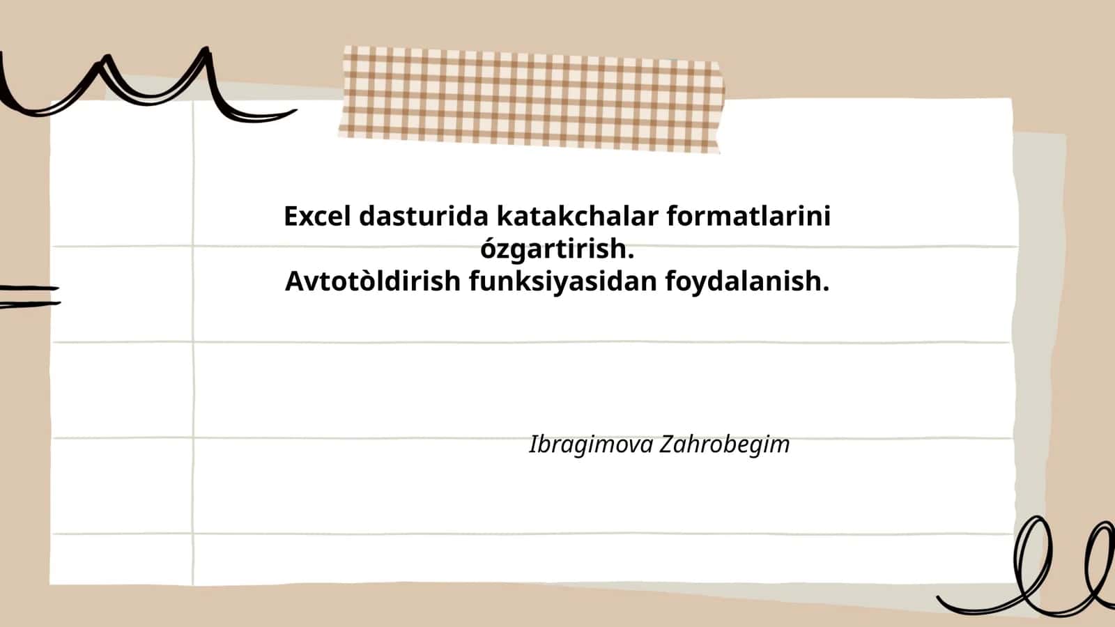 Excel dasturida katakcha formati sozlash