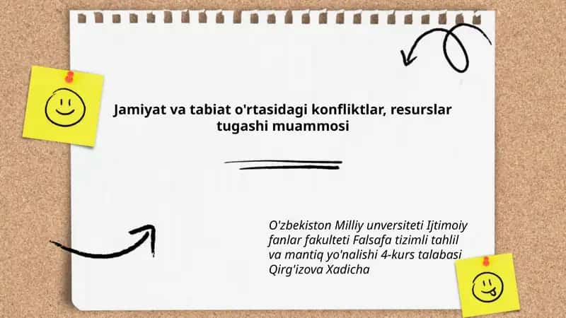 Jamiyat va tabiat o'rtasidagi konfliktlar, resurslar tugashi muammosi