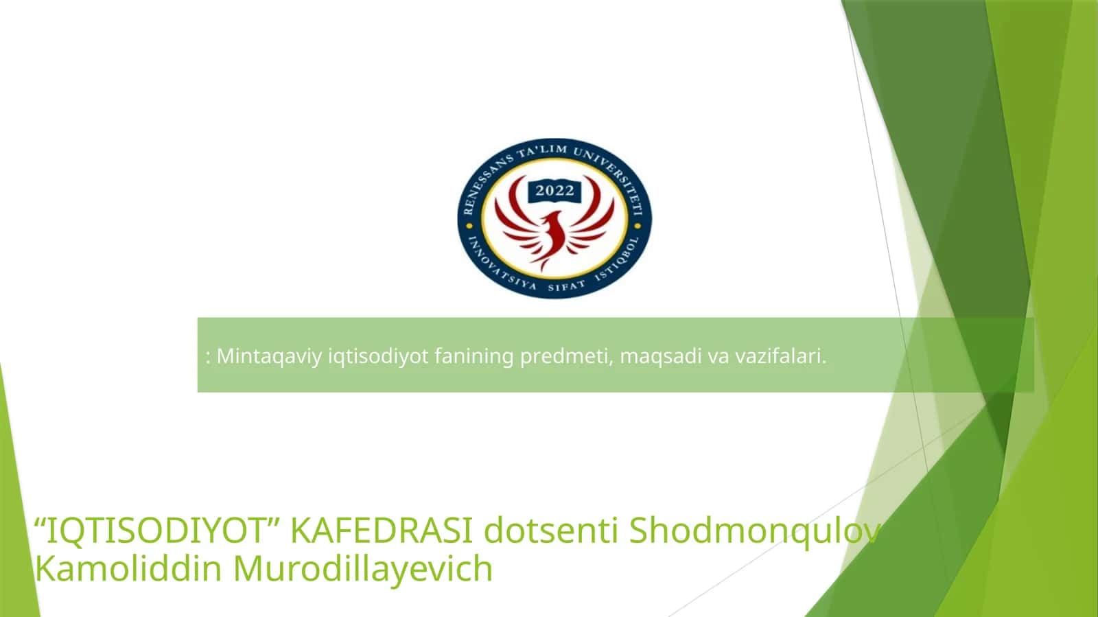 Mintаqаviyiqtisоdiyotfаnining prеdmеti, maqsadi va vazifalari