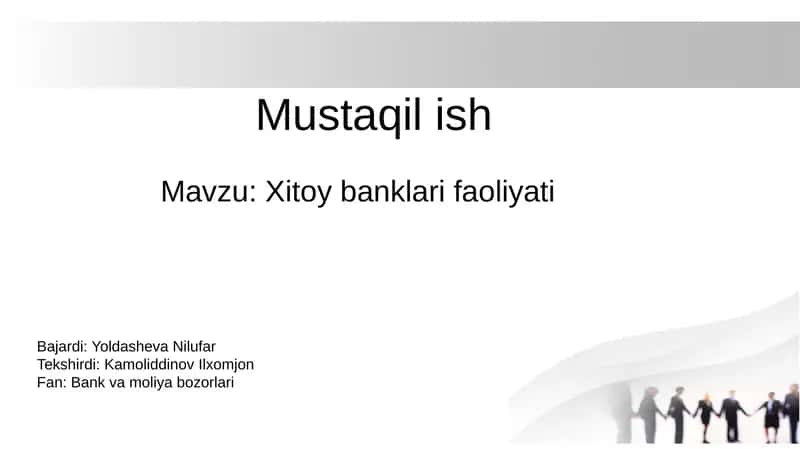 Xitoy banklari faoliyati