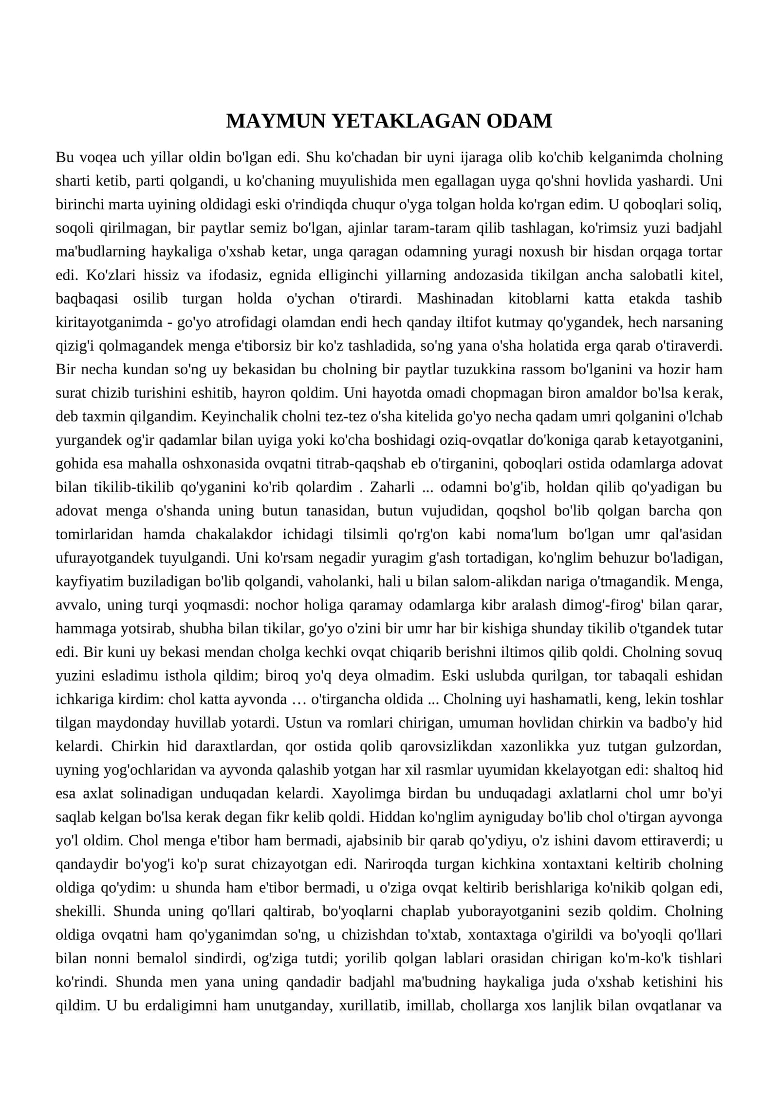 Maymun yetaklagan odam