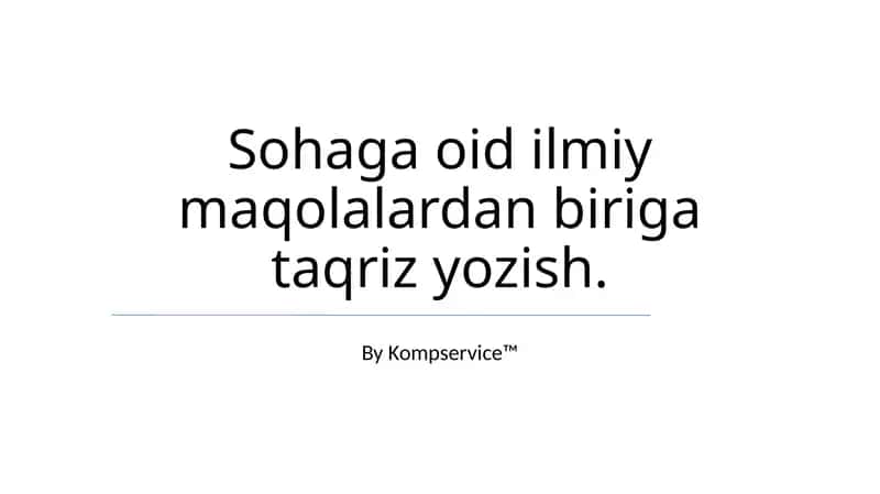 Sohaga oid ilmiy maqolalar