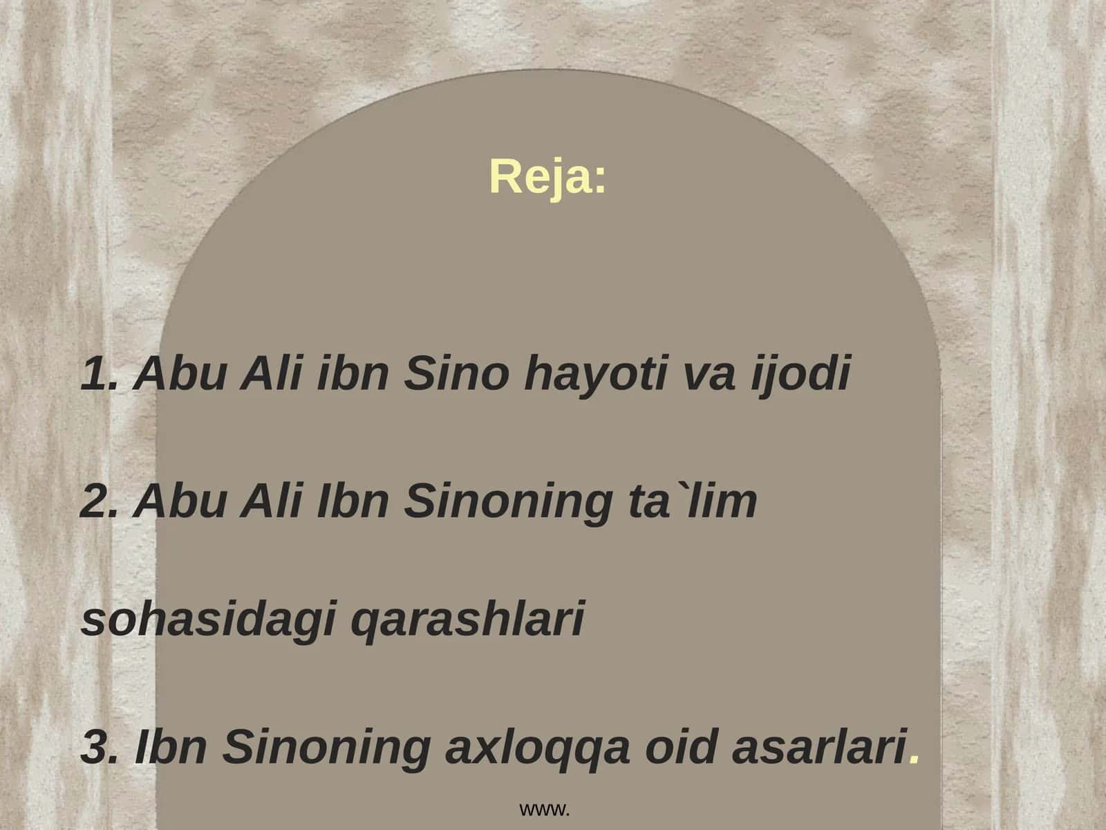 Abu Ali ibn Sino hayoti va ijodi