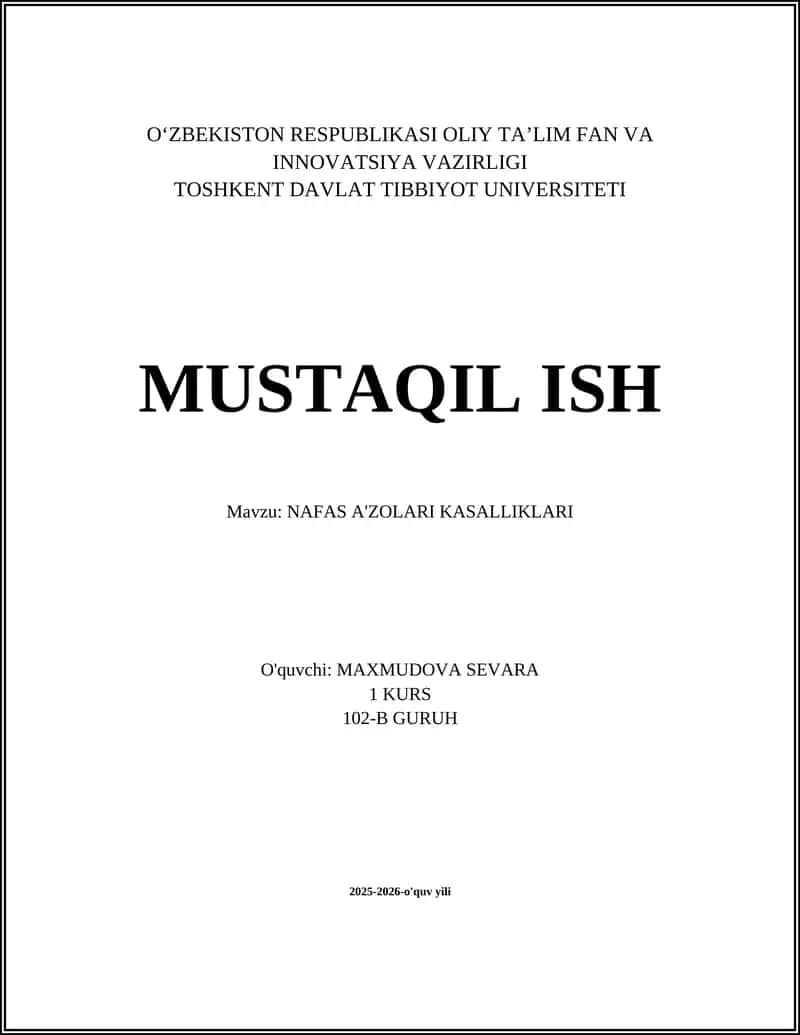 NAFAS A'ZOLARI KASALLIKLARI