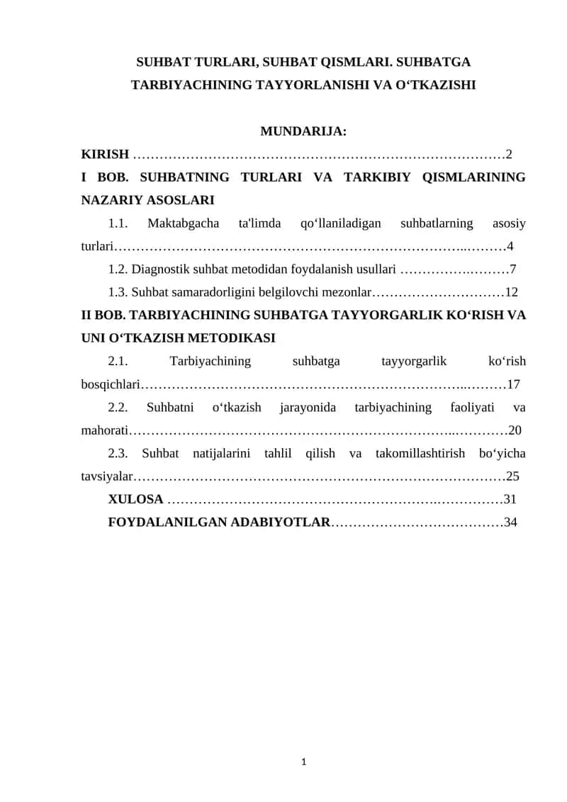 Suhbat Turlari va Qismlari