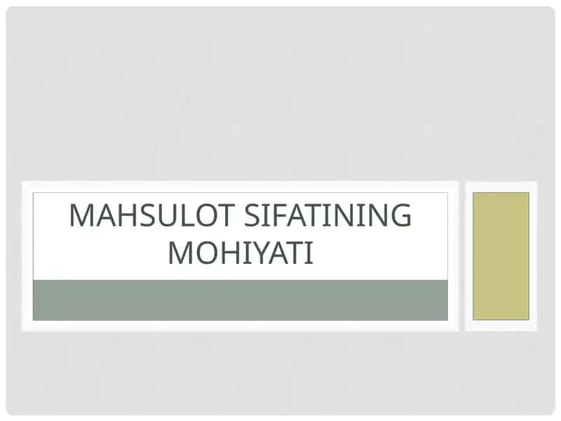 Mahsulotsifatingmohiyati