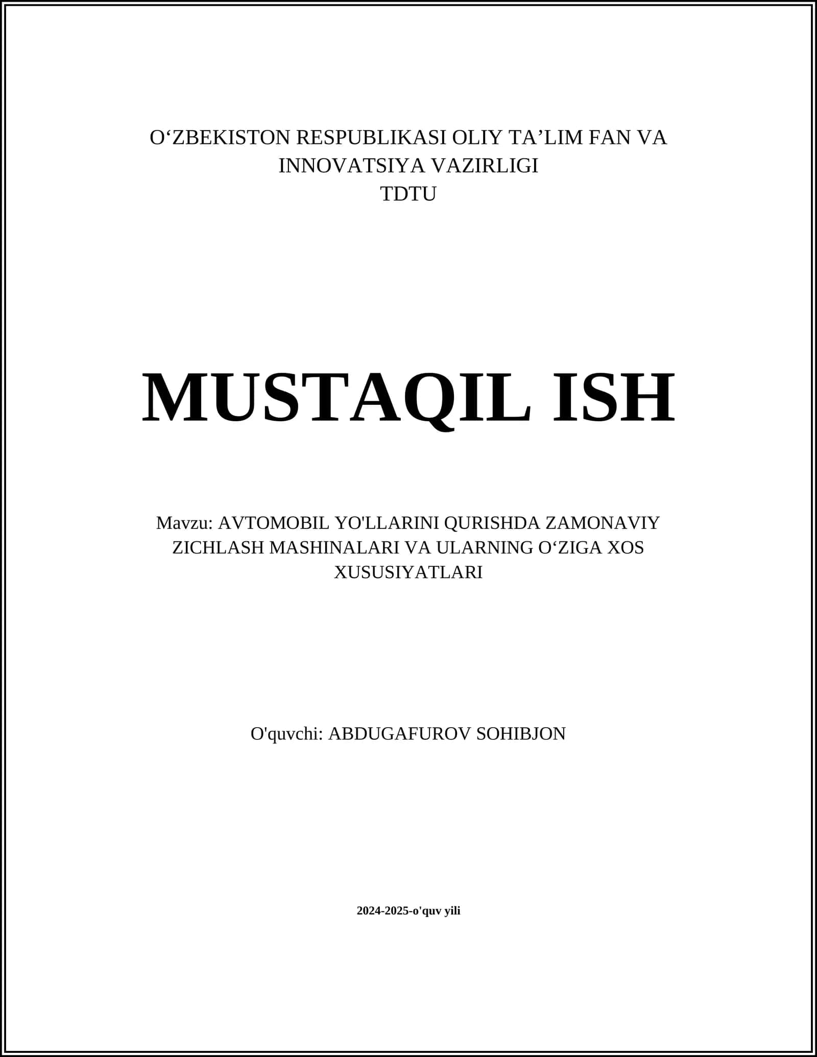 AVTOMOBIL YO'LLARINI QURISHDA ZAMONAVIY ZICHLASH MASHINALARI VA ULARNING O‘ZIGA XOS XUSUSIYATLARI