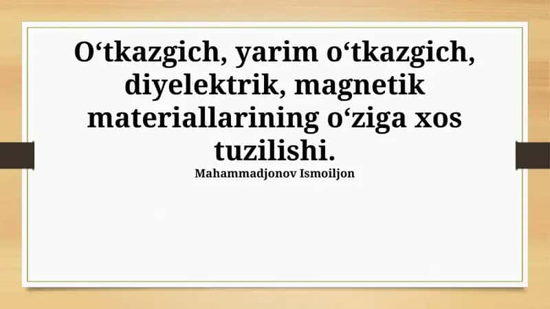 Yarimo'tkazgichlarning elektron tuzilishi