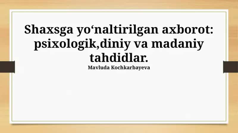 Shaxsiy Ma'lumotlarga Madaniy Tahdidlar