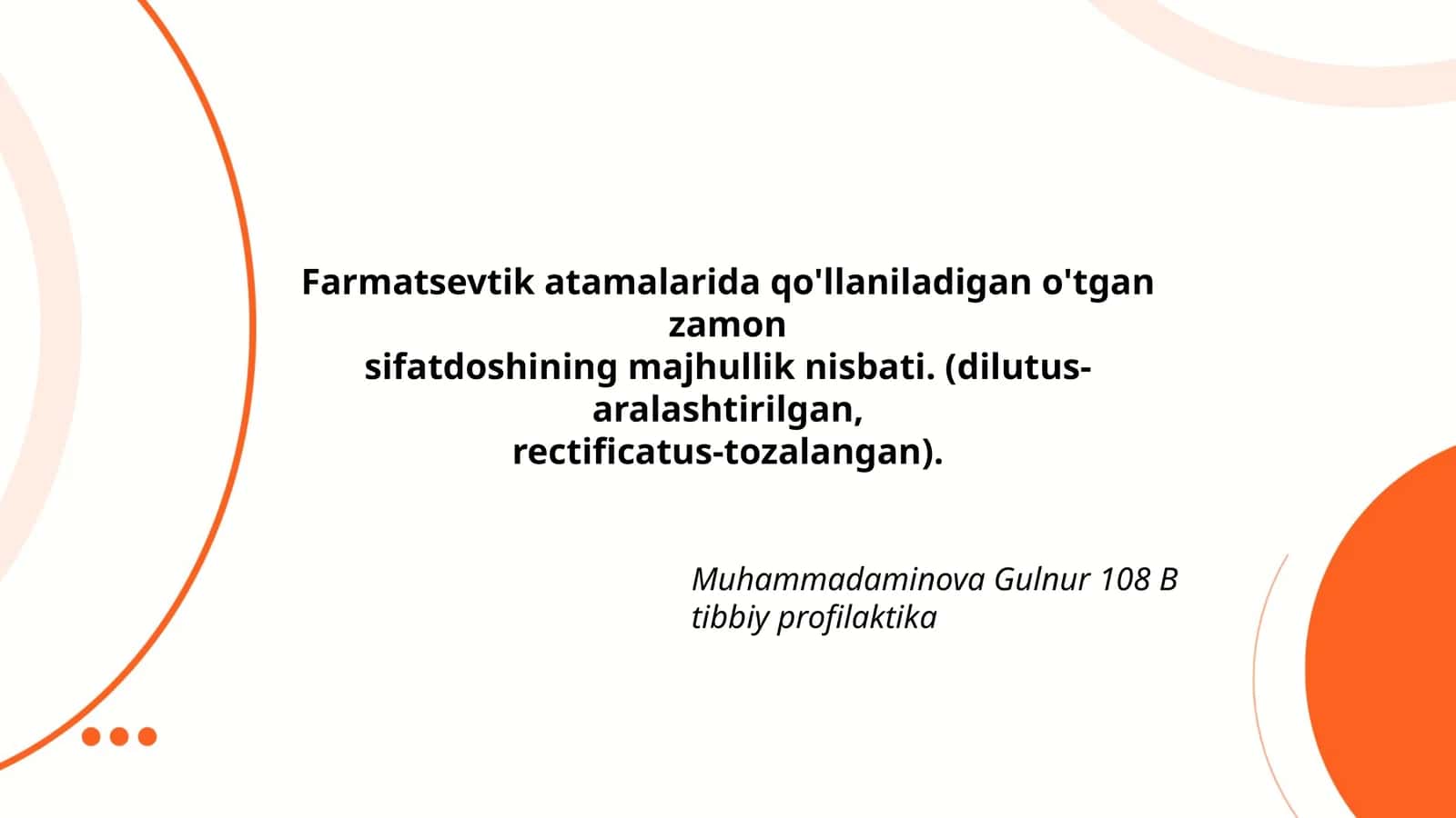 Farmatsevtik atamalarida qo'llaniladigan o'tgan zamon sifatdoshining majhullik nisbati