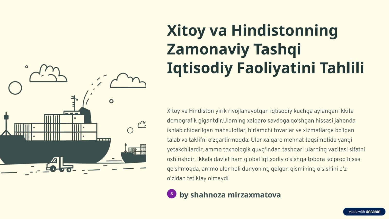 Xitoy va Hindistonning Zamonaviy Tashqi Iqtisodiy Faoliyatini Tahlili