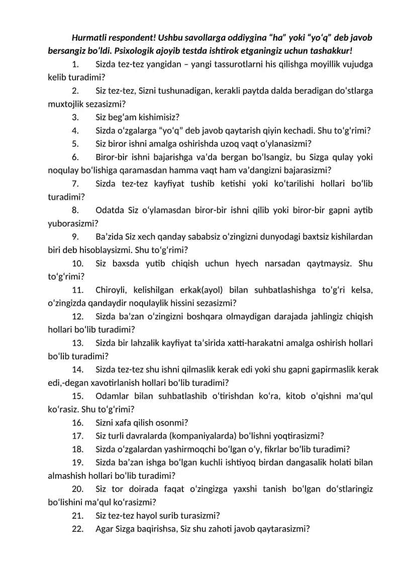 Psixologik ajoyib test