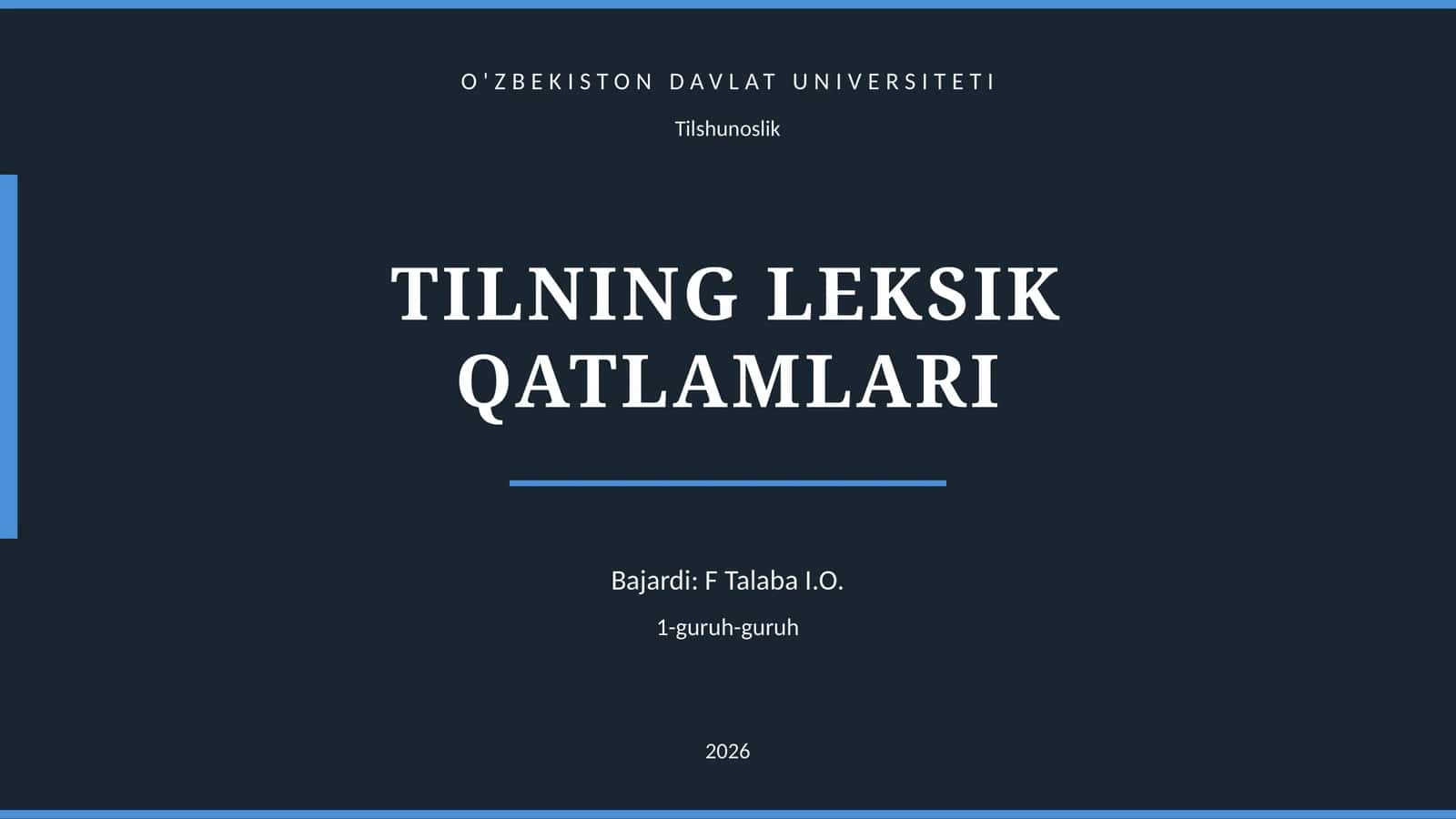 TILNING LEKSIK QATLAMLARI
