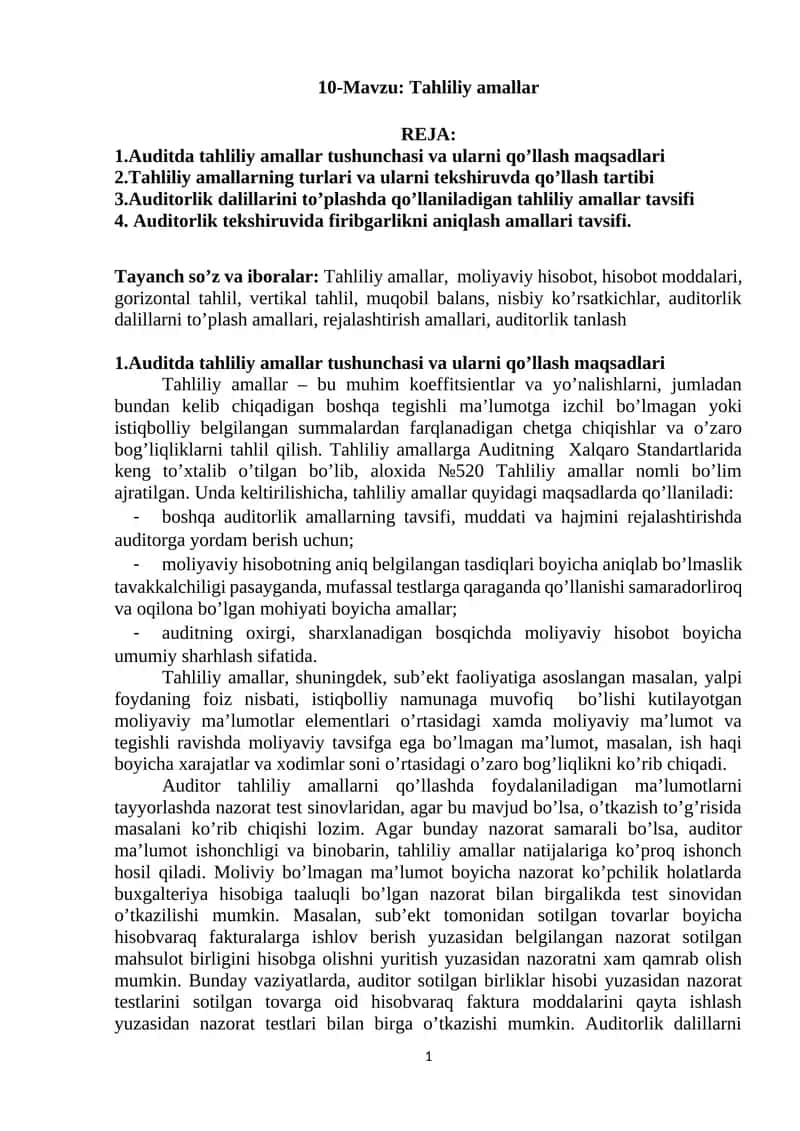 Tahliliy amallar