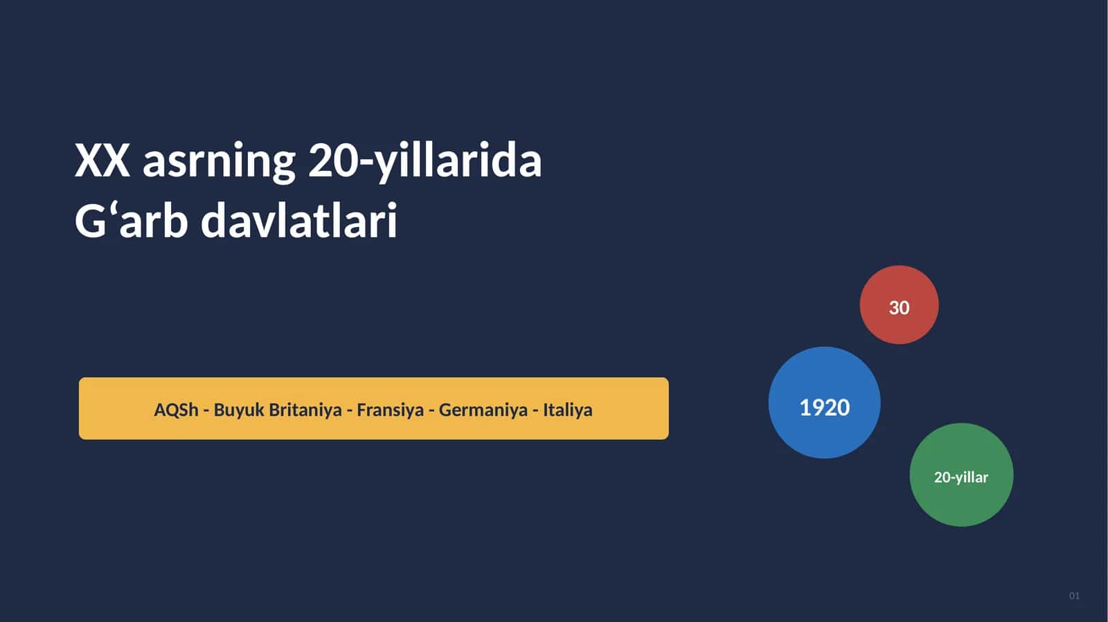 XX asr G‘arb davlatlarining iqtisodiy va siyosiy o‘zgarishlari