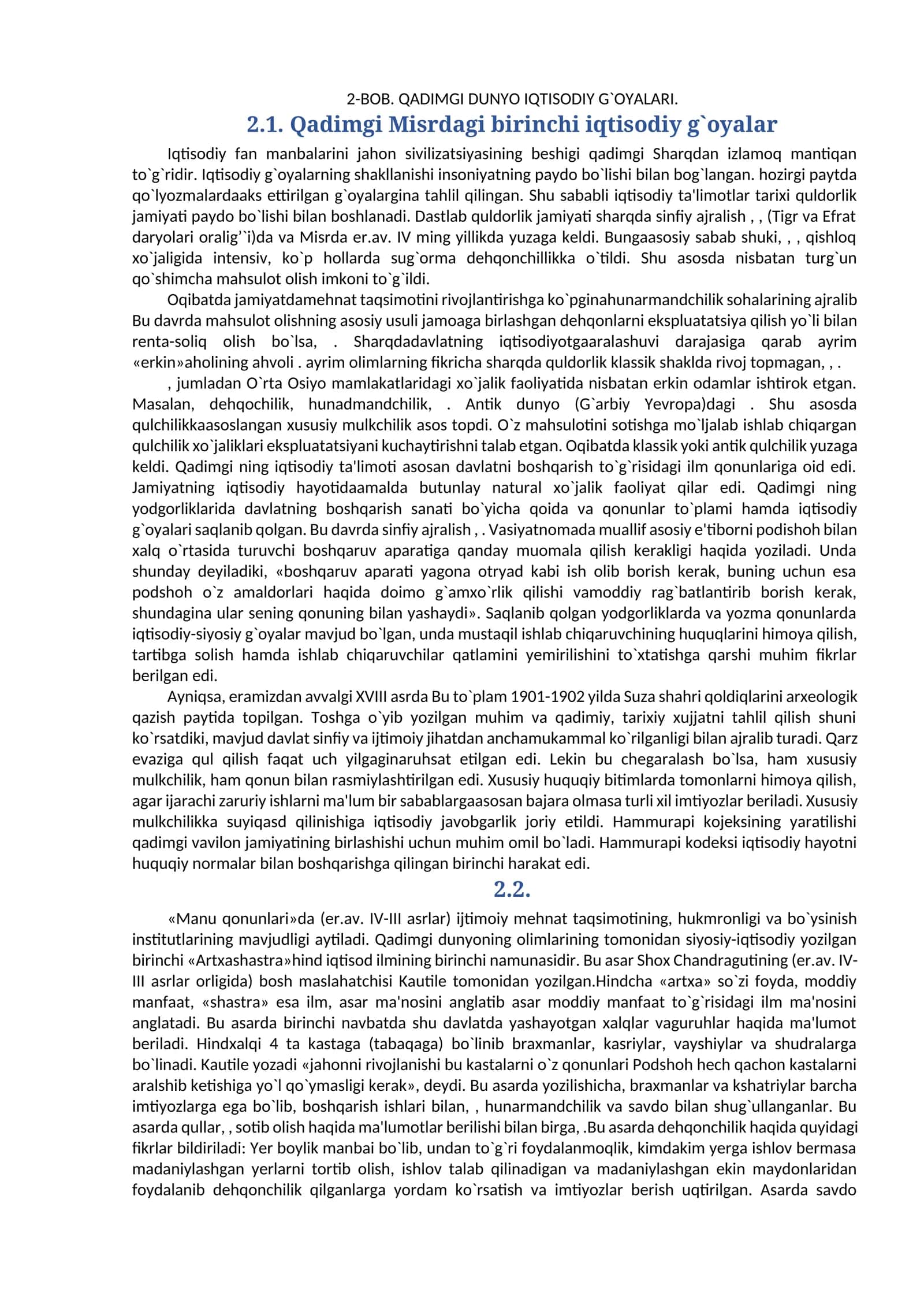 QАDIMGI DUNYO IQTISODIY G`OYАLАRI