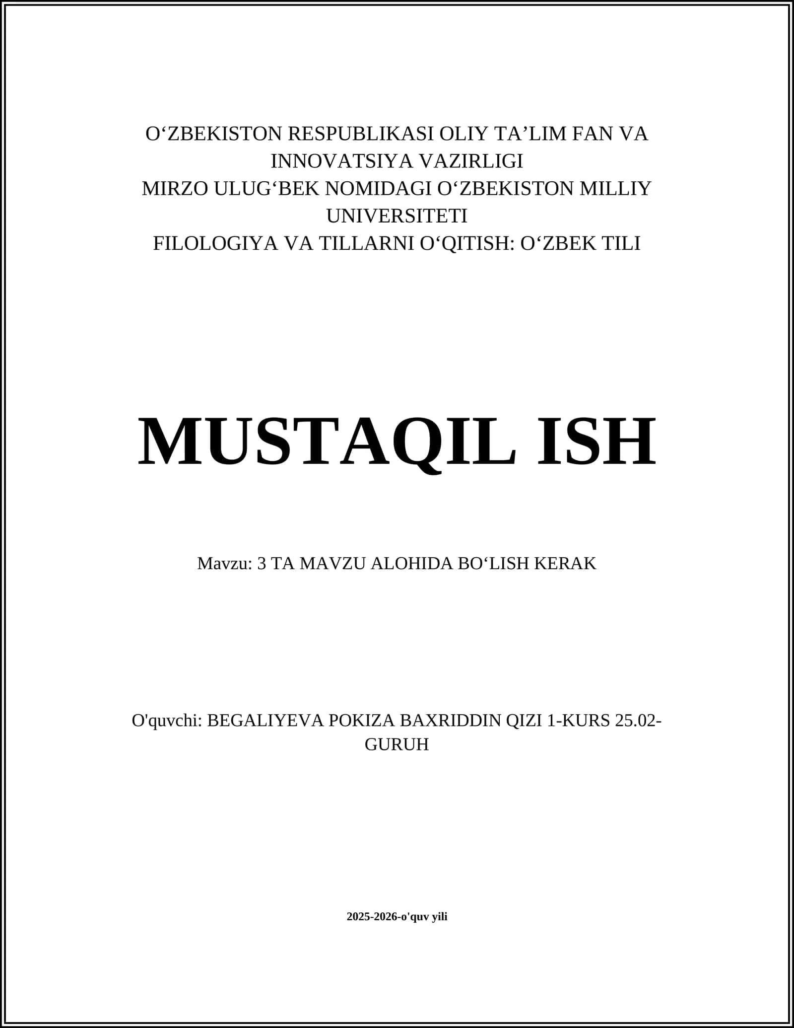 Matematika Dars Rejasi