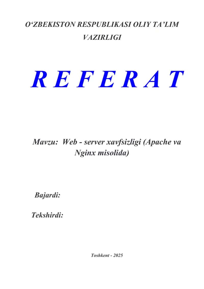 Web - server xavfsizligi