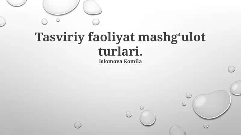 Tasviriy Mashg'ulotlar
