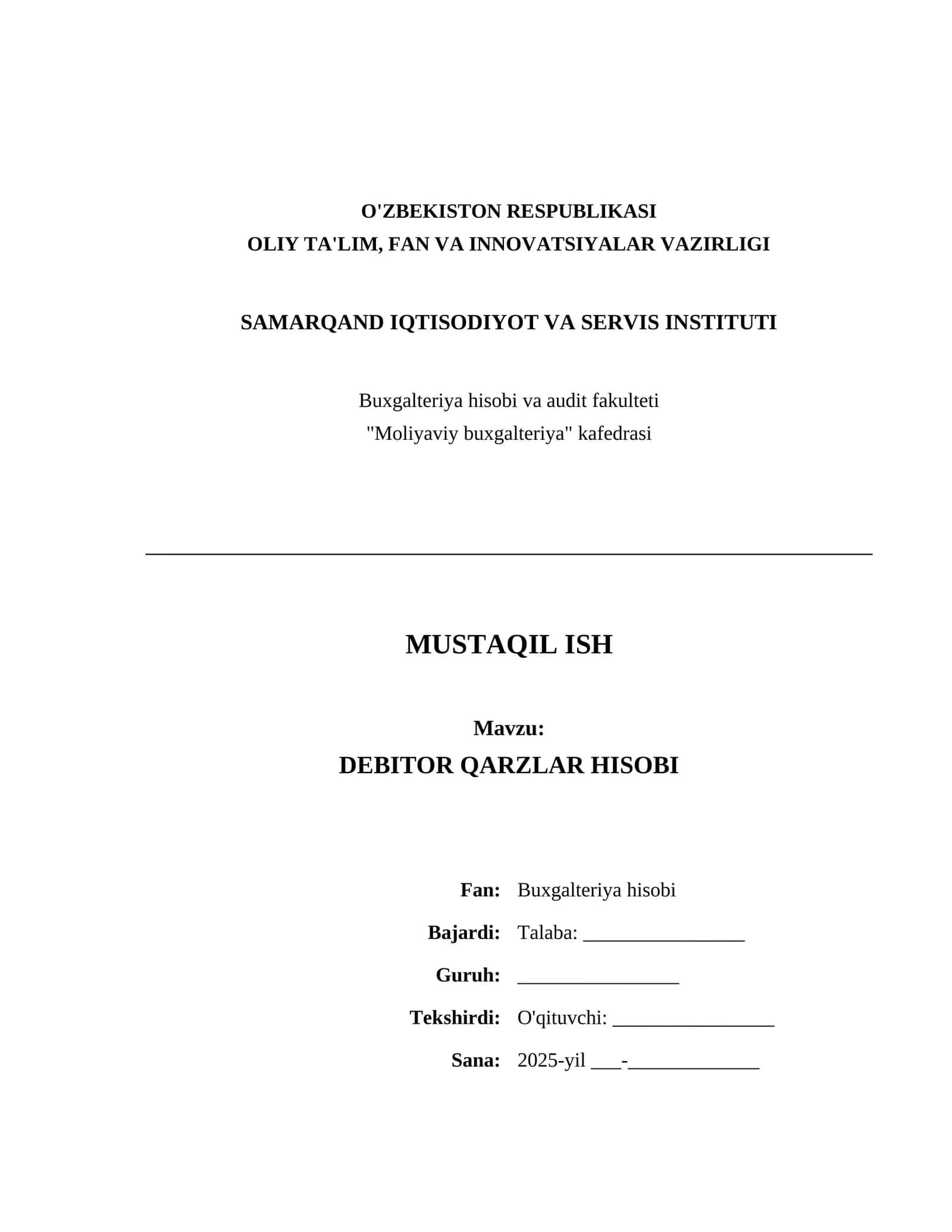 DEBITOR QARZLAR HISOBI