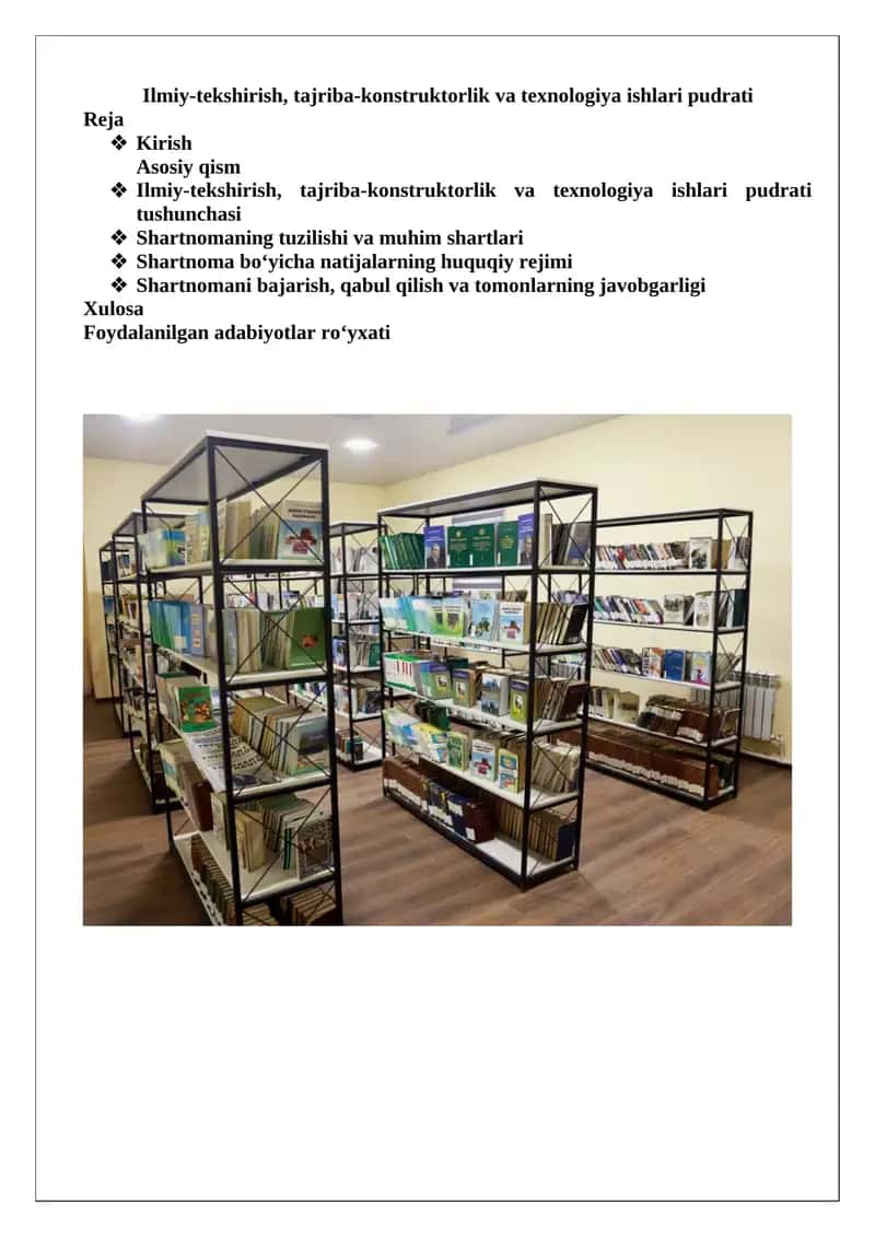 Ilmiy-tekshirish, tajriba-konstruktorlik va texnologiya ishlari pudrati