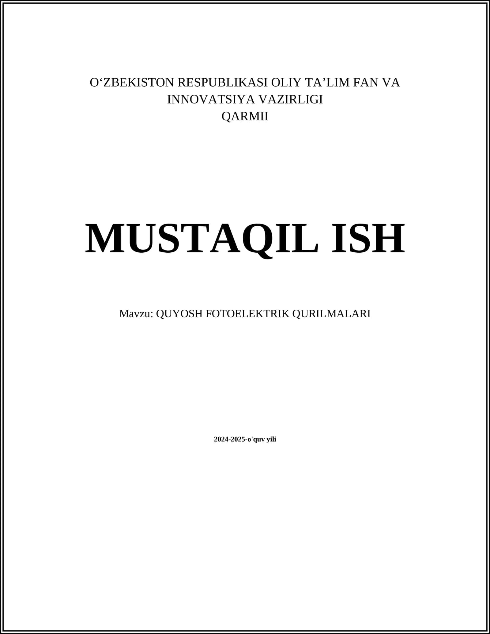 QUYOSH FOTOELEKTRIK QURILMALARI