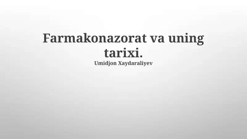 Farmakonazorat va uning tarixi
