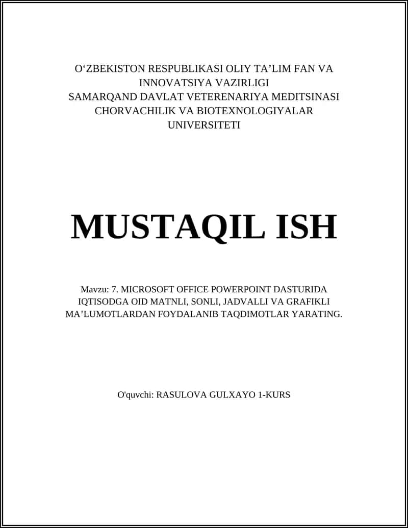 MICROSOFT OFFICE POWERPOINT DASTURLARI