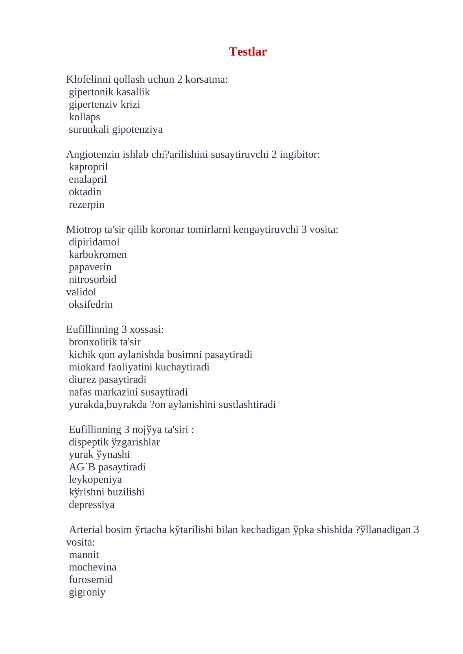 Gipotenziv dori vositalari