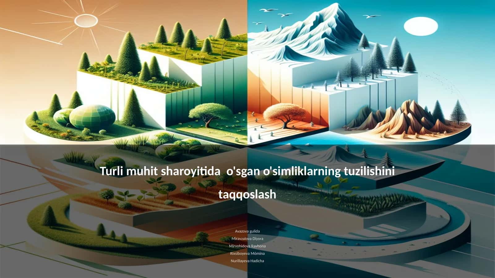 Turli muhit sharoyitida o'sgan o'simliklarning tuzilishini taqqoslash