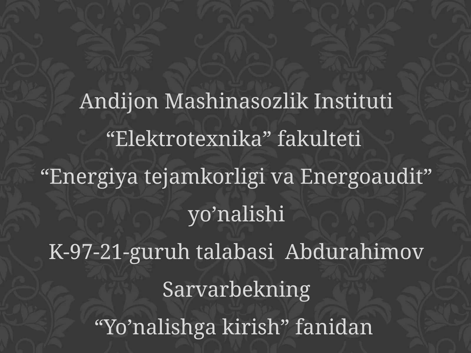 Energiya va energitik tizim