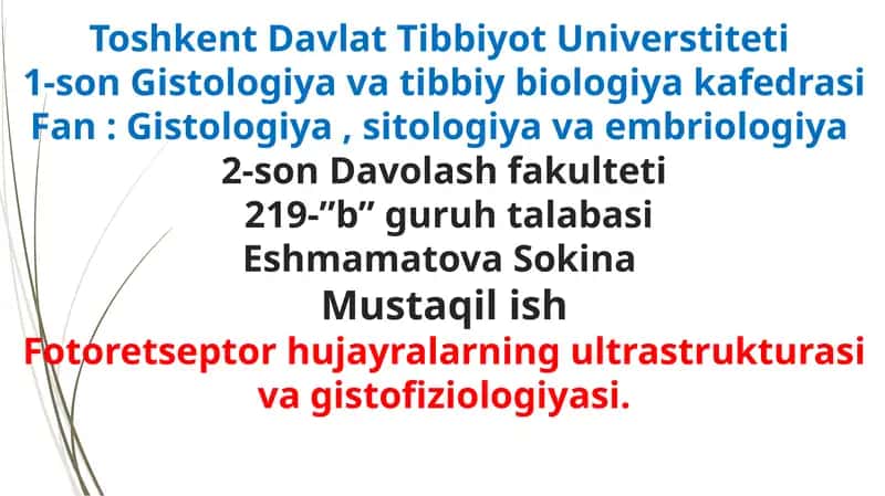 koʻzning retseptorlik xususiyatlari