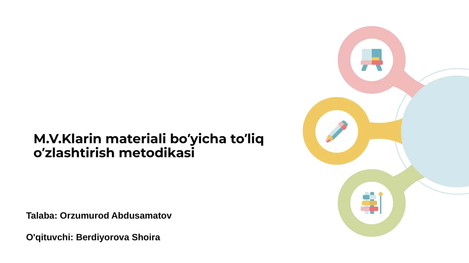 M.V.Klarin materiali bo’yicha to’liq o’zlashtirish metodikasi