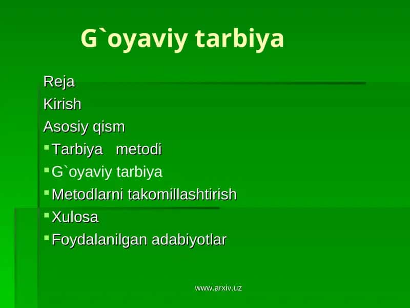 G`oyaviy tarbiya