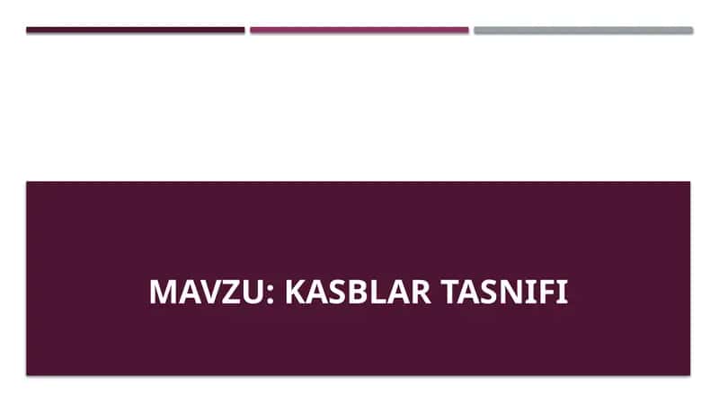 kasblar Tasnifi