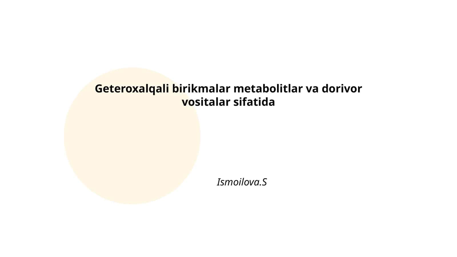 Geteroxalqali birikmalar metabolitlar va dorivor vositalar sifatida