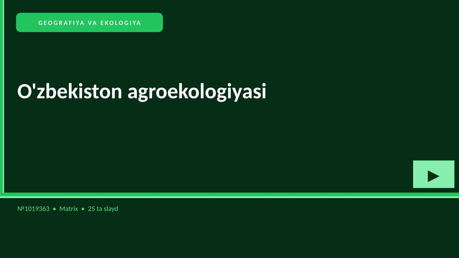 O'zbekiston agroekologiyasi