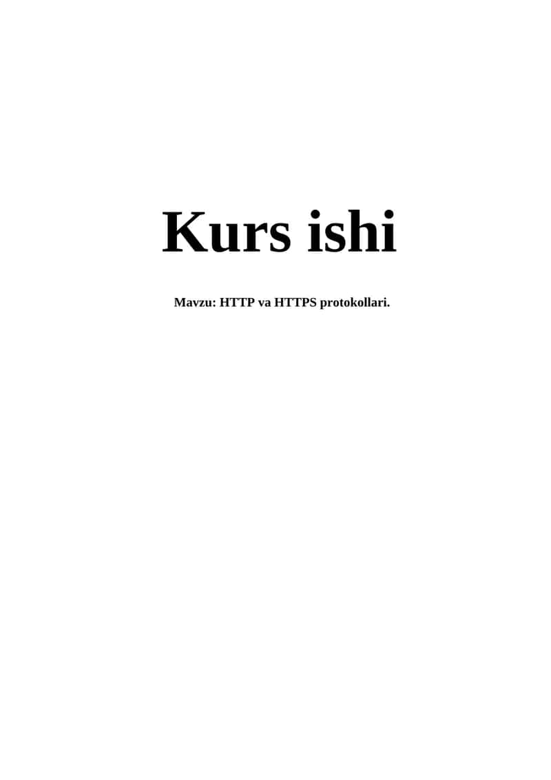 HTTP va HTTPS protokollari