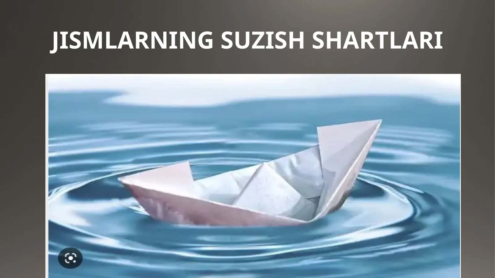 JISMLARNING SUZISH SHARTLARI