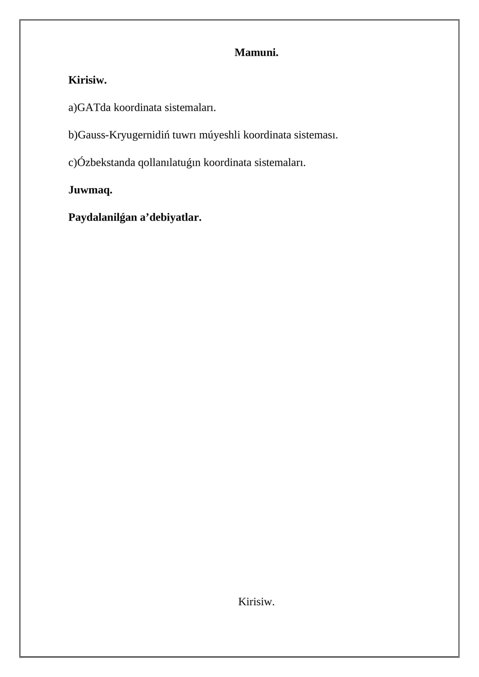 GATda koordinata sistemaları