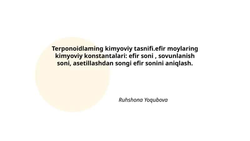 Terpenoidlarning kimyoviy tasnifi va tasniflash mezonlari